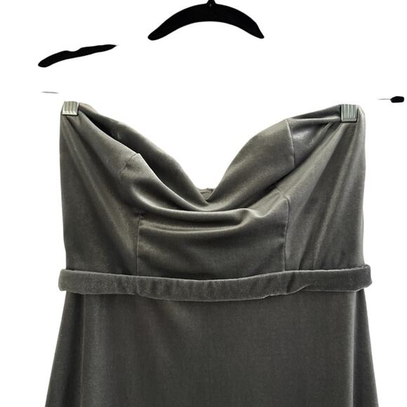 Bari Jay Velvet Silver Gray Strapless Bridesmaid Maxi Dress - Picture 5 of 6